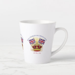 Koning Charles III Coronation Crown en Flags Latte Mok