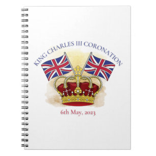 Koning Charles III Coronation Crown en Flags Notitieboek