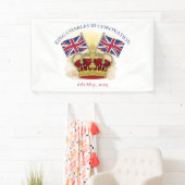 Koning Charles III Coronation Crown en Flags Spandoek (Insitu)