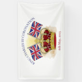 Koning Charles III Coronation Crown en Flags Spandoek (Verticaal)