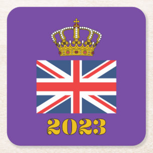 Koning Charles III Kroning 2023 VK Britse Kroon Vierkante Kartonnen Onderzetter
