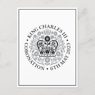 Koning Charles III kroning zwart Logo souvenir Briefkaart