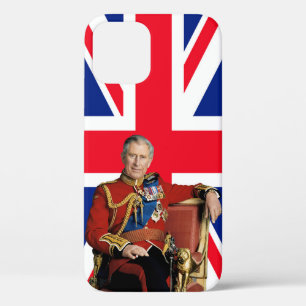 Koning Charles III met Britse vlag iPhone 12 Hoesje