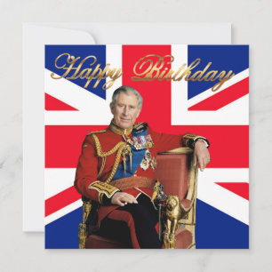 Koning Charles III met Britse vlag Gefeliciteerd v Kaart