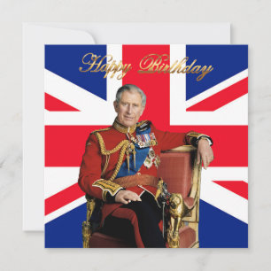 Koning Charles III met Britse vlag Gefeliciteerd v Kaart