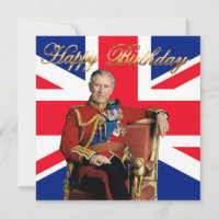 Koning Charles III met Britse vlag Gelukkige Verja