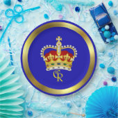 Koning Charles III Monogram en Bord van kroonpapie (Feest)