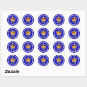 Koning Charles III Monogram en Kroon Ronde Sticker (Vel)