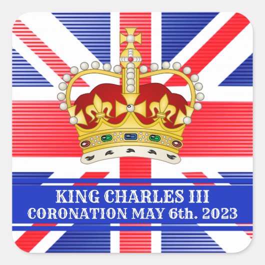 Koning Charles III Vierkante Sticker (Voorkant)