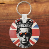 koning Charles III zonnebril Union jack Sleutelhanger (Voorkant)