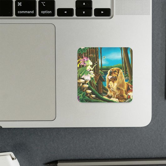 Koning Charles Spaniel Sprite Fantasy Vierkante Sticker