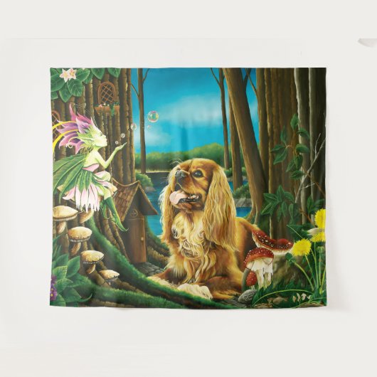 Koning Charles Spaniel Sprite Fantasy Wandkleed (Voorkant (horizontaal))