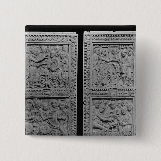 Koning David bestelt en zingt de Vierkante Button 5,1 Cm (Voorkant)