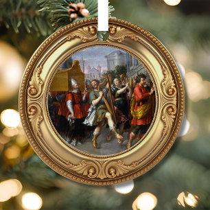 Koning David Dansend voor de Ark Bijbelse Boom van Metalen Ornament