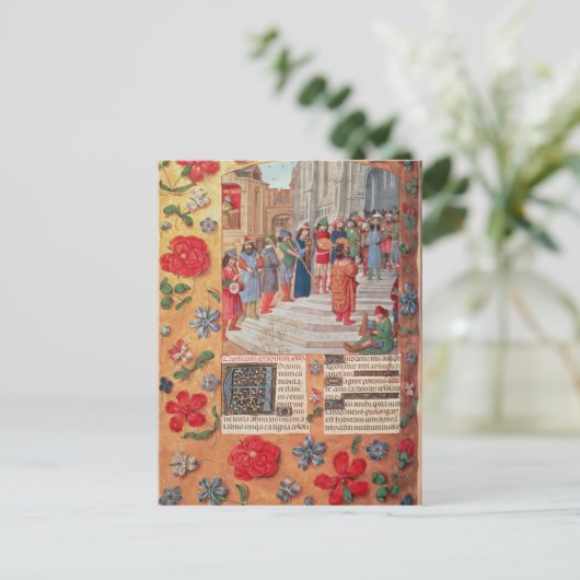 Koning David en Musicians uit de Breviary Briefkaart (Staand voorkant)