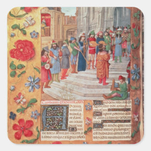 Koning David en Musicians uit de Breviary Vierkante Sticker