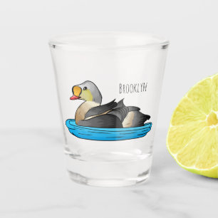 Koning eider vogel cartoon illustratie shot glas
