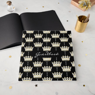 Koning en koningin Elegant Gold Crown + diamanten Gastenboek