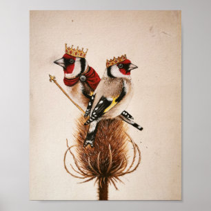 Koning en koningin Goldfinches - fantasieluistenku Poster