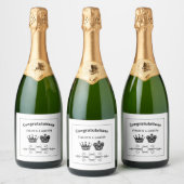 Koning en Koningin Schaakbordspel Bruiloft Sparkling Wijnetiket (Flessen)
