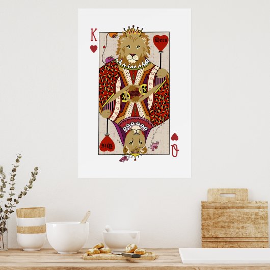 Koning en koningin van hartenleeuwen poster (Keuken)