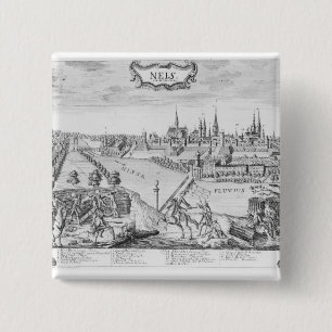 Koning Frederick II van Pruisen Vierkante Button 5,1 Cm