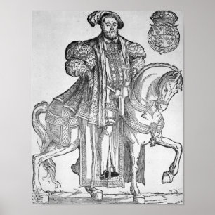 Koning Henry VIII over horseback Poster