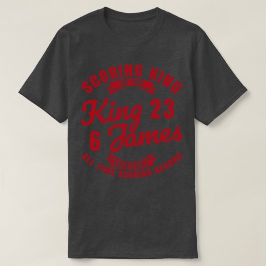 Koning James The Scoring King Basketball Red Text T-shirt (Design voorkant)
