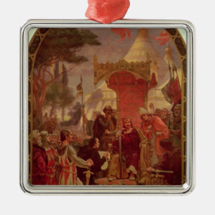 Koning John Verleent de Magna Carta in 1215, 1900 Metalen Ornament