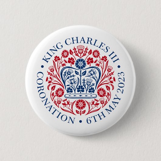 Koning Karel III — officieel ontwerp Ronde Button 5,7 Cm (Voorkant)