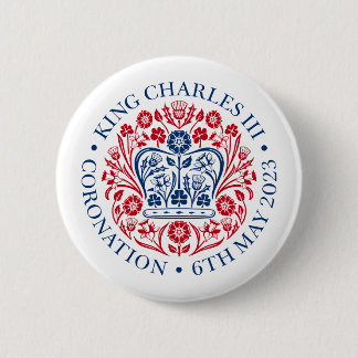Koning Karel III — officieel ontwerp Ronde Button 5,7 Cm