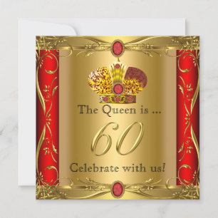 Koning Koningin Majesteit Rood Goud 60e Verjaardag Kaart