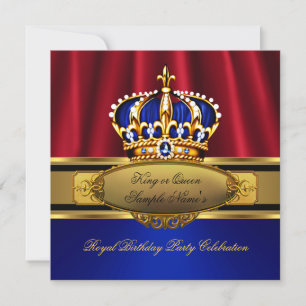 Koning Koningin Red Royal Blue Gold Birthday Kaart