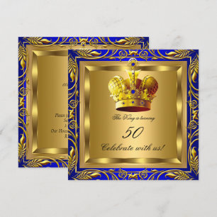 Koning Koningin Royal Blauw Goud Elite Verjaardags Kaart