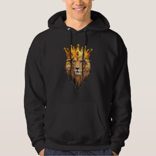 Koning Leeuw hoofd met gouden kroon koning van die Hoodie