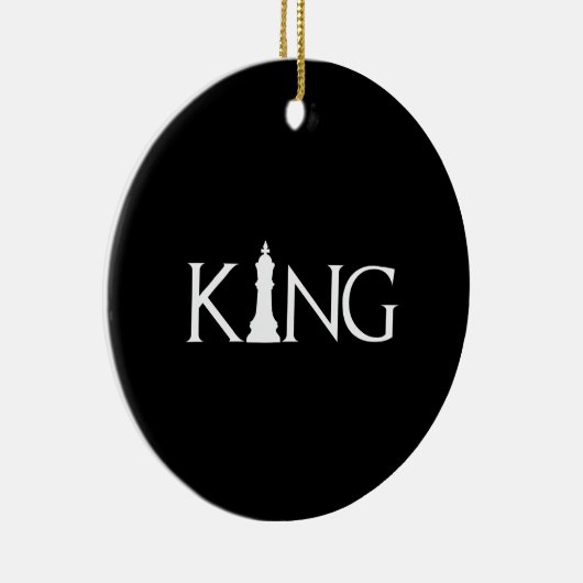 koning met schaakkoningstuk keramisch ornament (Rechts)