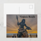 Koning Neptunus in het Virginia Beach Briefkaart (Voorkant / Achterkant)