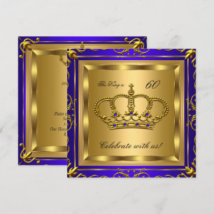 Koning of Koningin Royal Blauw Gouden Verjaardagsf Kaart