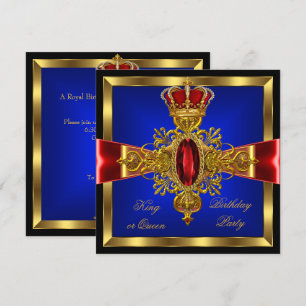 Koning of Koningin Royal Blauw Rode Verjaardagsfee Kaart