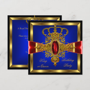 Koning of Koningin Royal Blauw Rode Verjaardagsfee Kaart