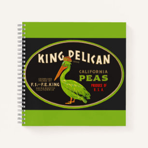 Koning Pelican California erwten krat label Notitieboek