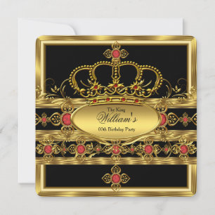 Koning Prins Koninklijk Goud Rode Kroon Verjaardag Kaart