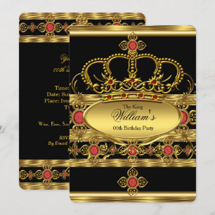 Koning Prins Koninklijk Goud Rode Kroon Verjaardag Kaart