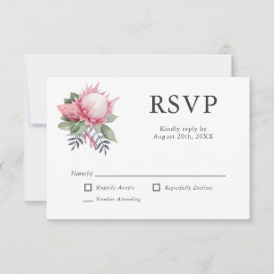 Koning Protea Botanische Bruiloft RSVP Kaartje