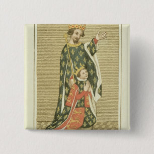 Koning Richard II (1367-1400) met zijn vader Edwar Vierkante Button 5,1 Cm