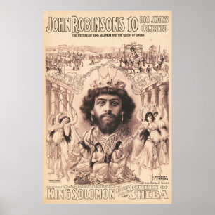 Koning Salomo omringd door dansende meisjes Poster