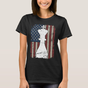 Koning Schaakstuk USA Vlag Vrouwen Mannen Schaker T-shirt