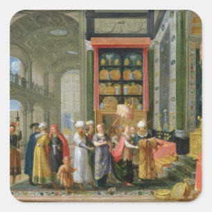Koning Solomon en de koningin van Sheba Vierkante Sticker
