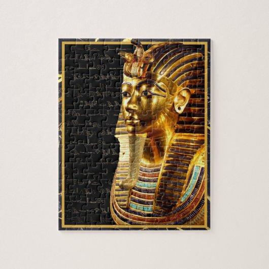 Koning Toetanchamon met Hiërogliefen Goud en Zwart Legpuzzel (Verticaal)