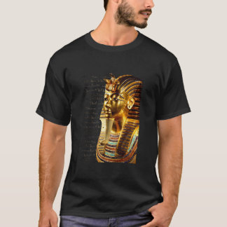 Koning Toetanchamon met hiërogliefen Goud en Zwart T-shirt